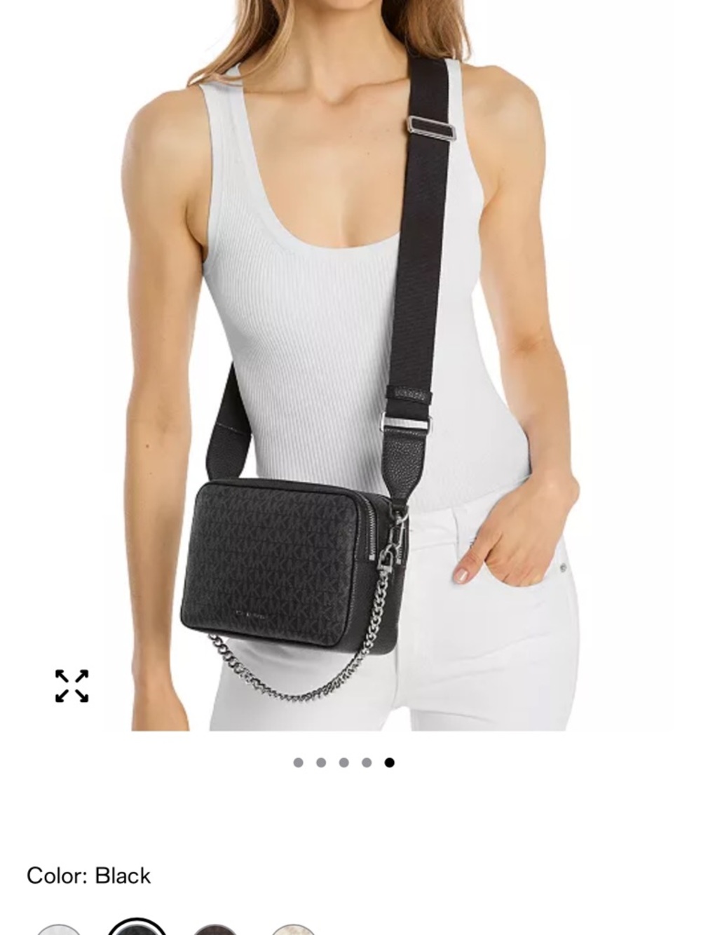 Michael Kors Black Logo-Print Double Zip Chain Camera Crossbody - Picture 7 of 7